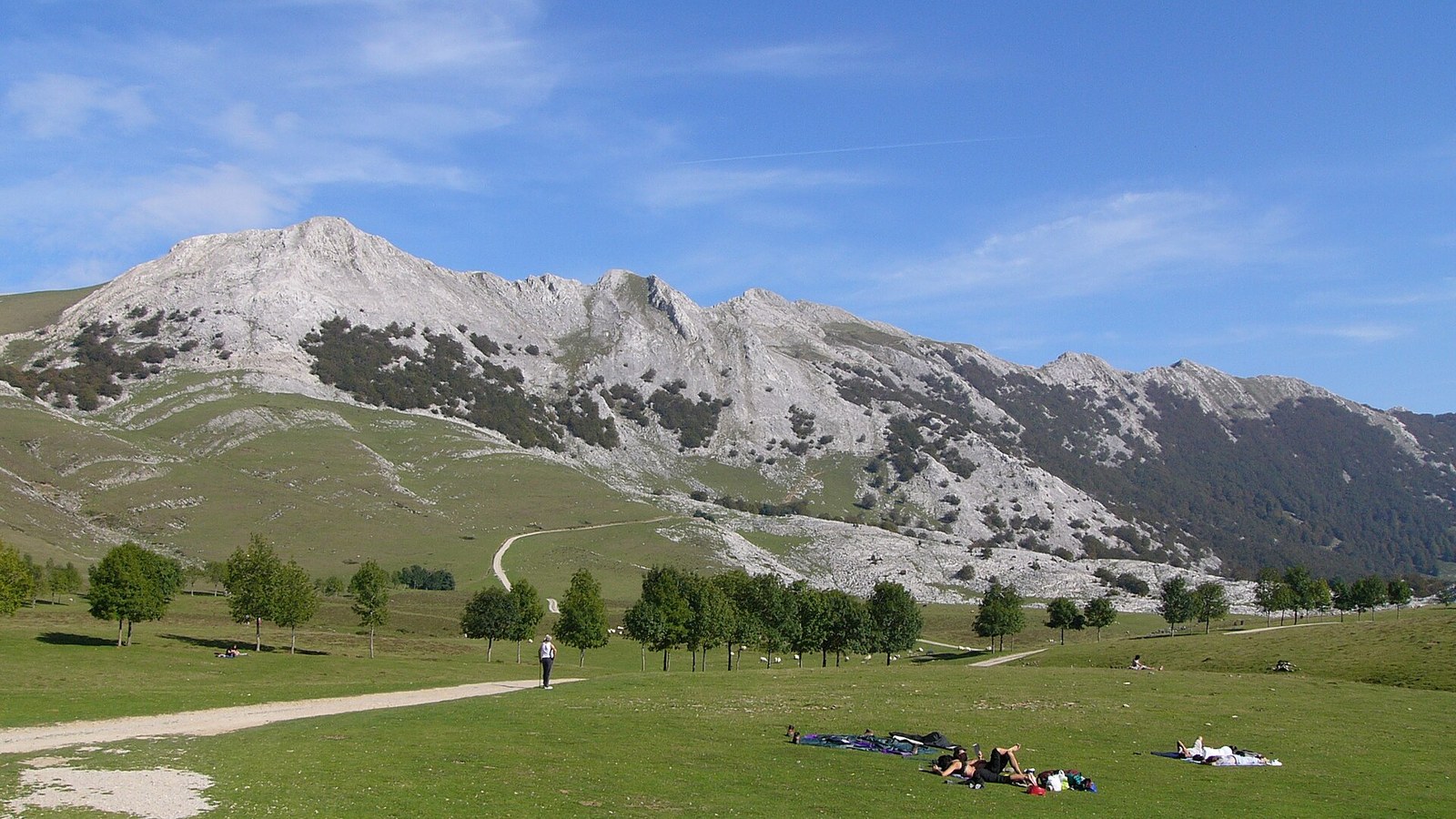 La sierra de Aizkorri sobre los pastos de Urbia