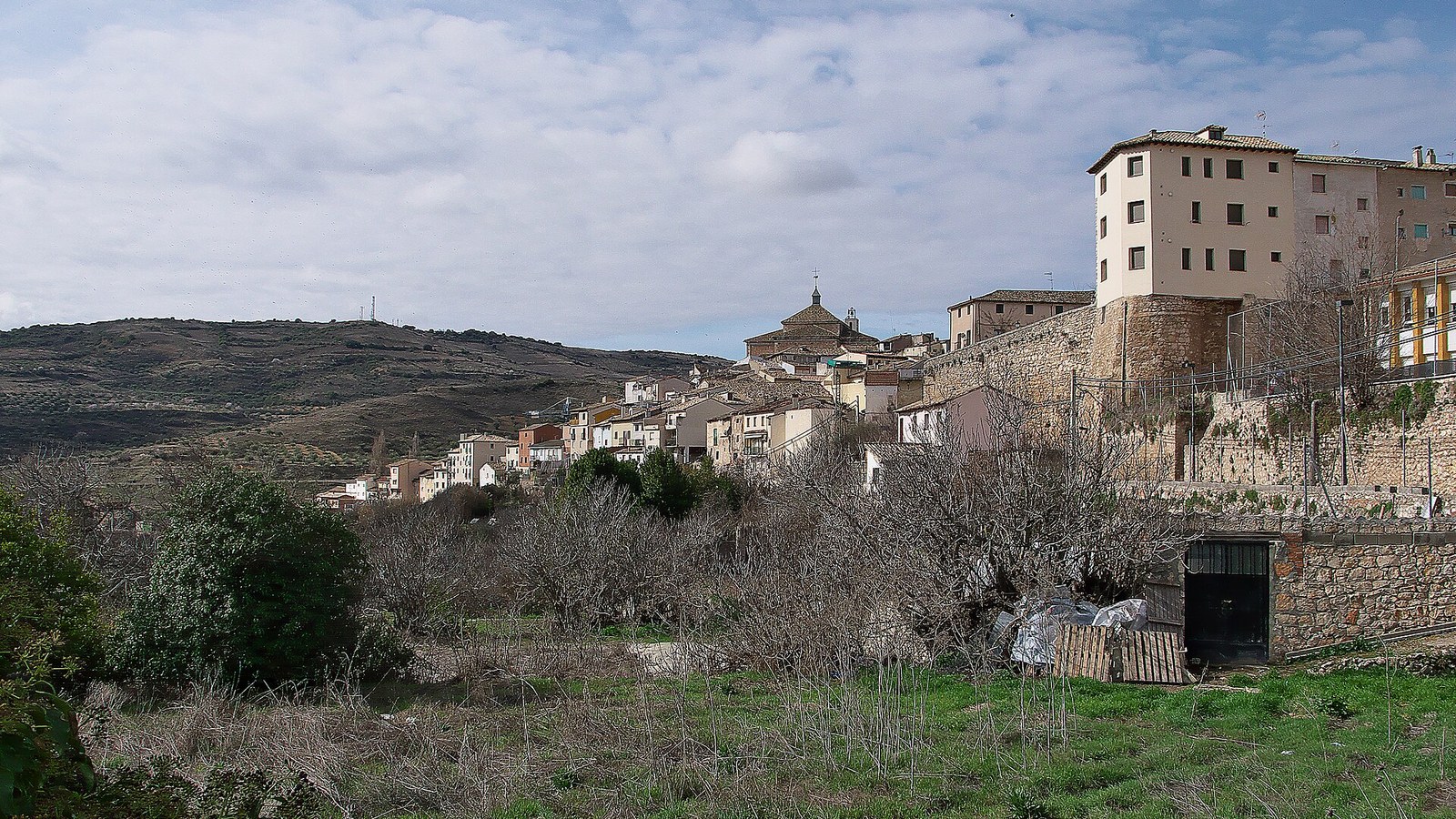 Pastrana en la ladera, con el Palacio Ducal y la colegiata coronando el caserío