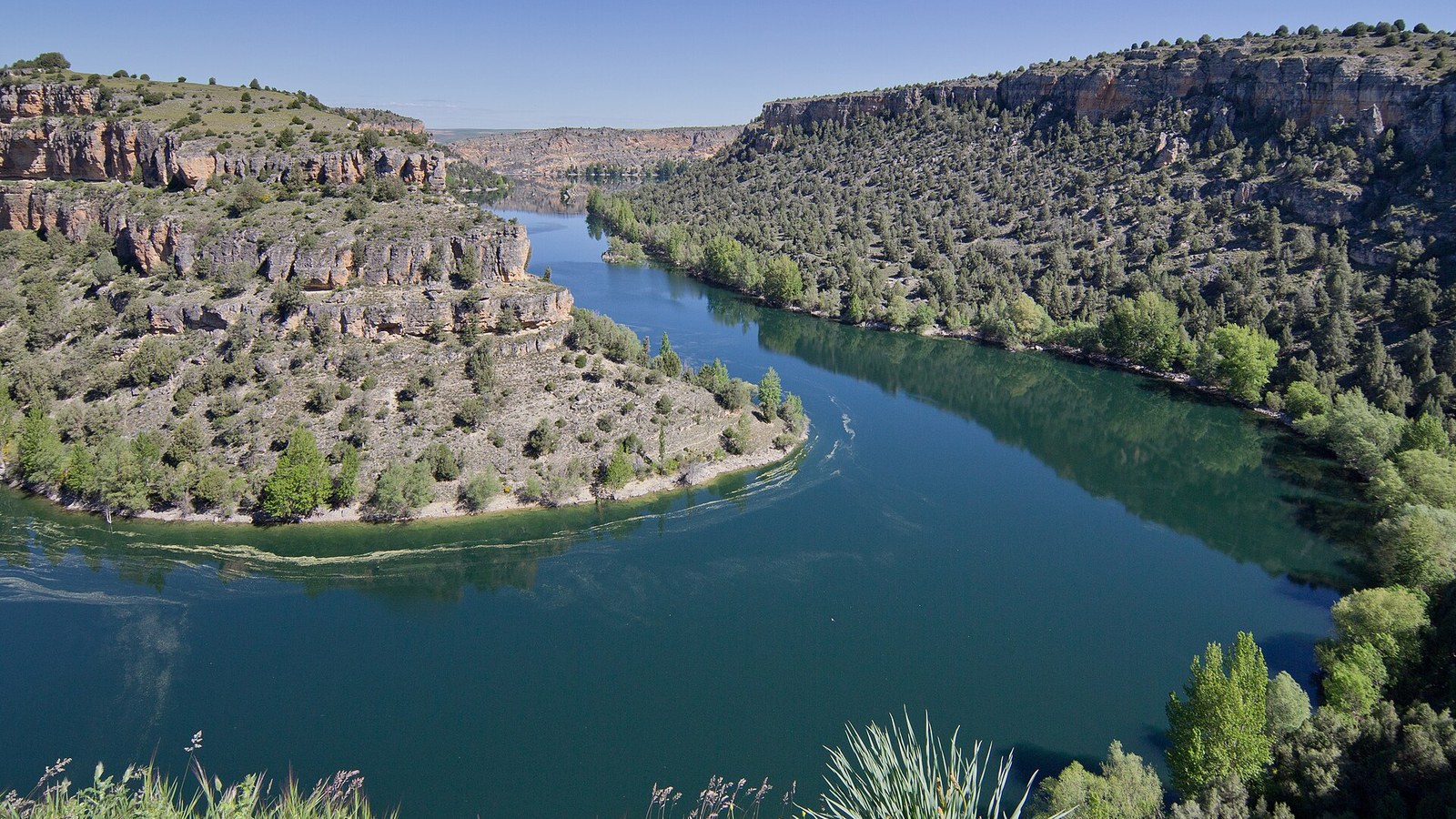 El meandro encajado del río Duratón entre paredes de caliza